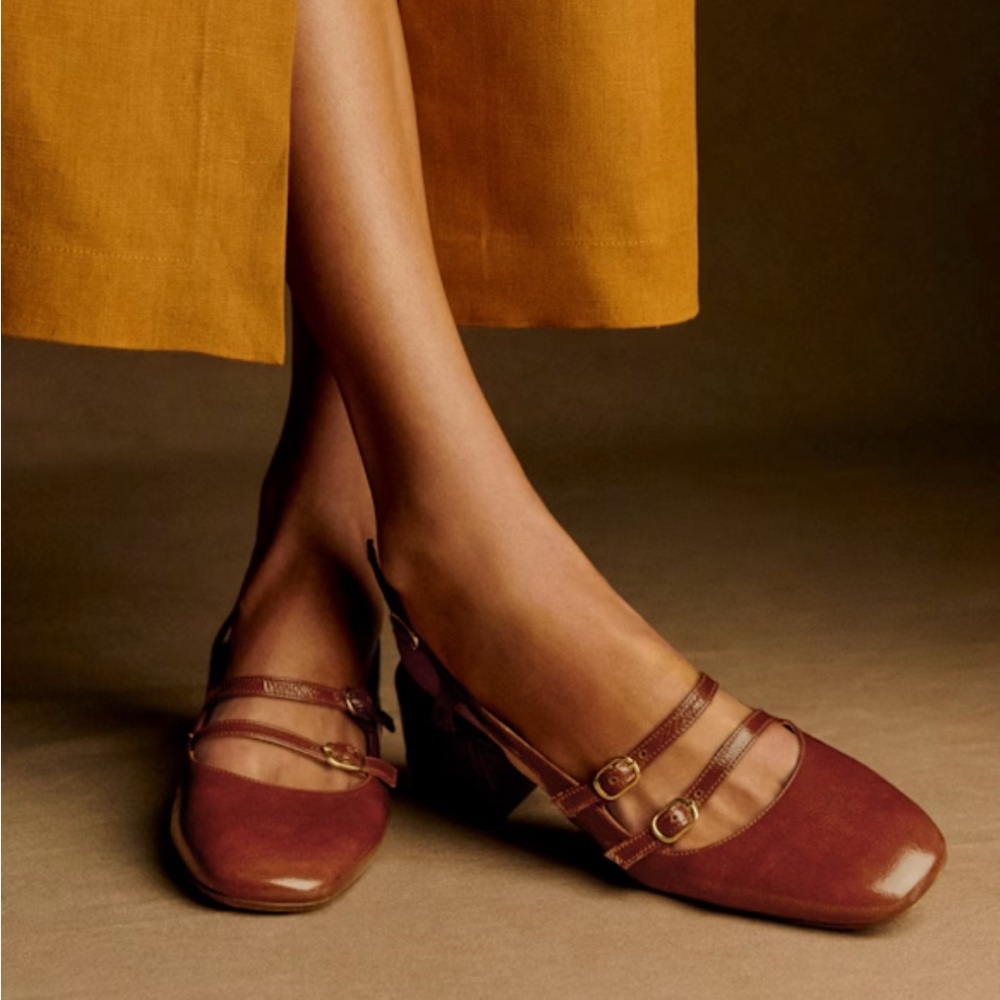 Sezane Paula Babies Heels Patent Camel